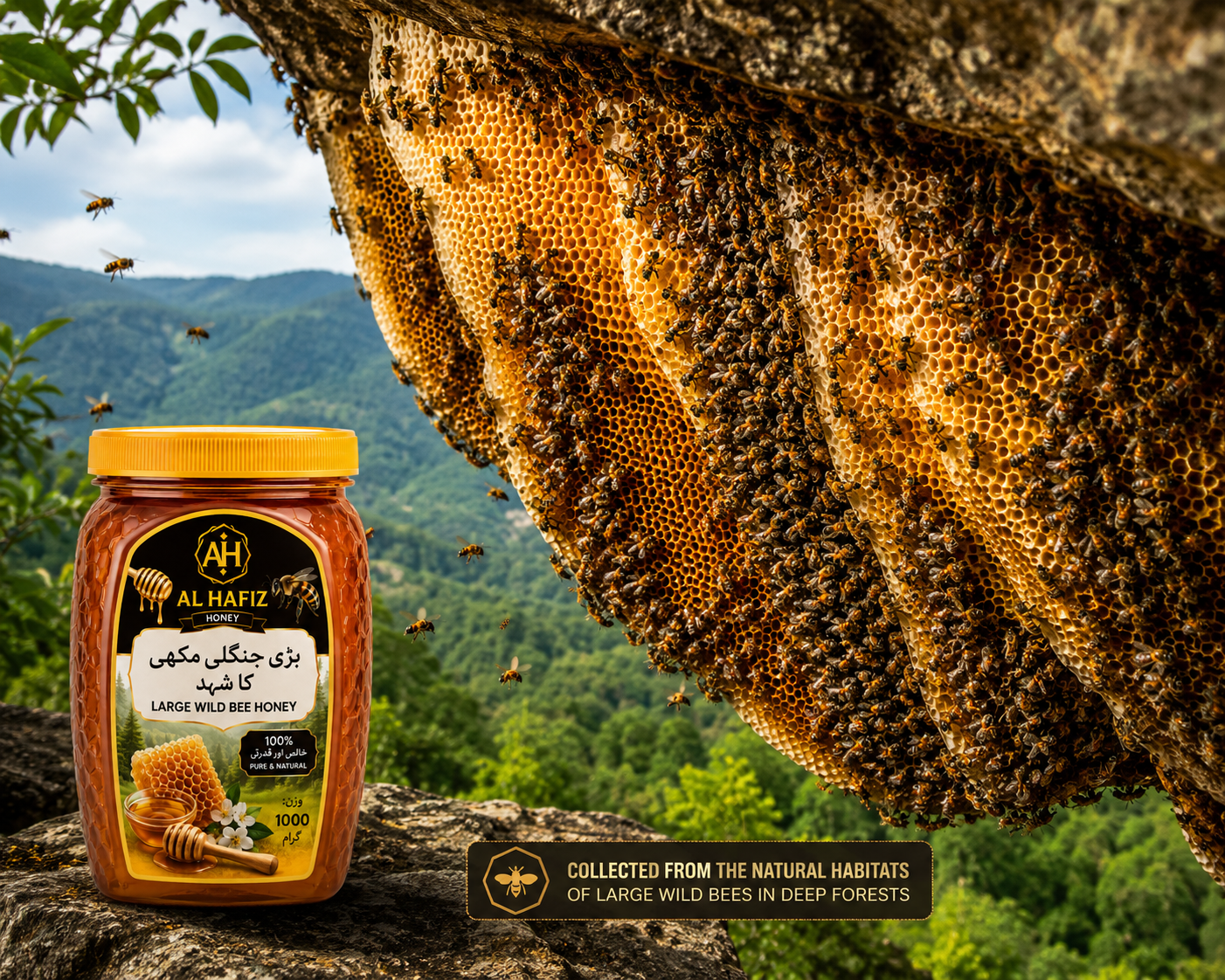 100% Pure Large Wild Bee Honey/100% خالص بڑی جنگلی مکھی کا شہد